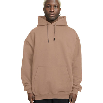 Plain Relaxed Fit Drop Shoulder Beige Hoodie - Crunk Thread