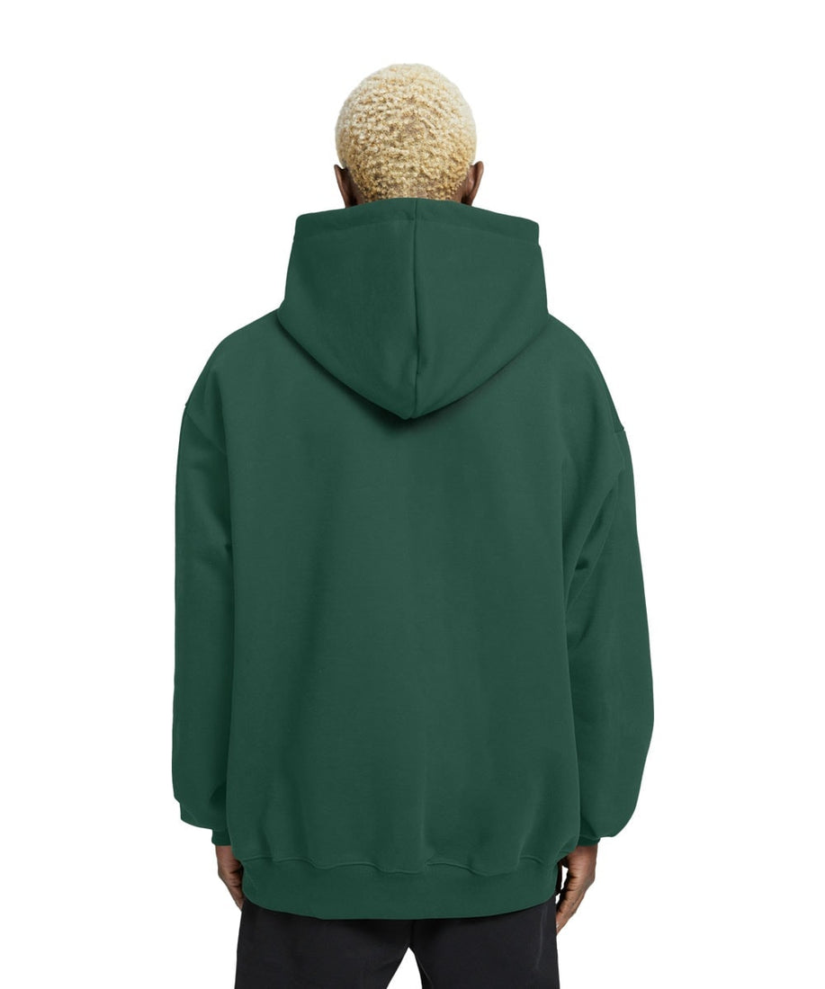 Plain Relaxed Fit Drop Shoulder Bottle Green Hoodie - Crunk Thread