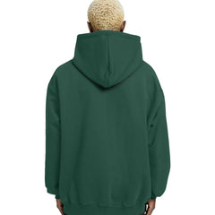 Plain Relaxed Fit Drop Shoulder Bottle Green Hoodie