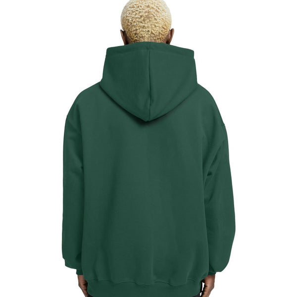 Plain Relaxed Fit Drop Shoulder Bottle Green Hoodie - Crunk Thread