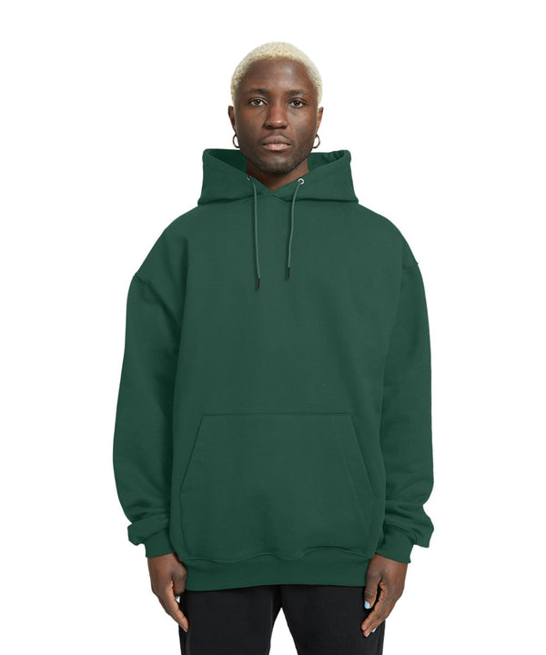 Plain Relaxed Fit Drop Shoulder Bottle Green Hoodie