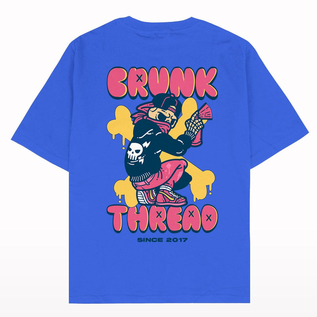 Crunk Thread Skull Graffiti Oversized T-shirt.