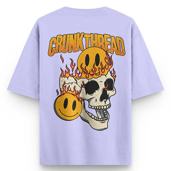 crunk-thread-fire-skull-oversized-t-shirt-lavender - Crunk Thread