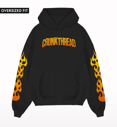 Crunk Thread Skull Fire Oversized Hoodie - Crunk Thread