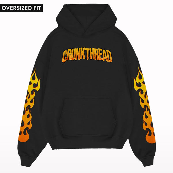 Crunk Thread Skull Fire Oversized Hoodie - Crunk Thread
