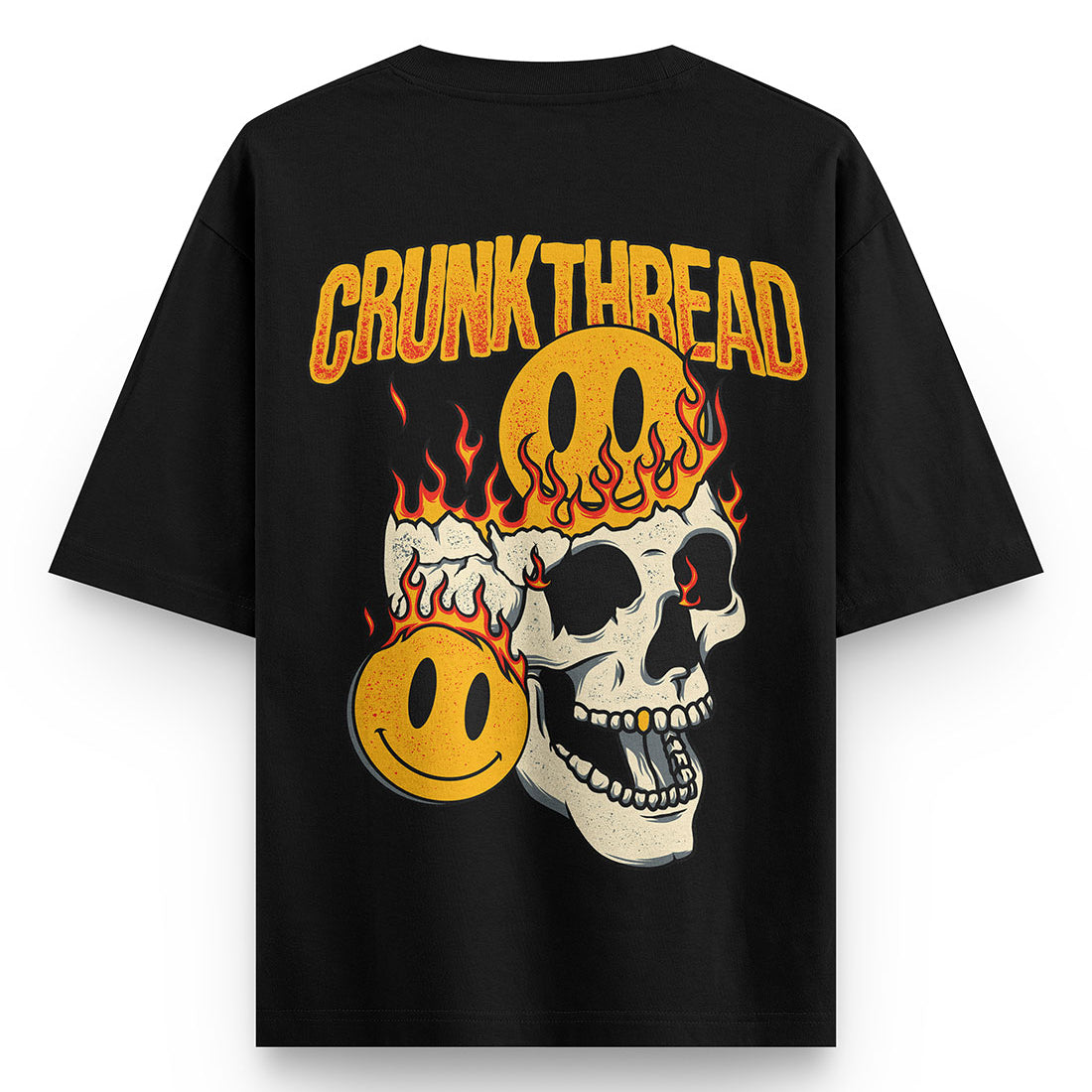Skull Fire Crunk Thread Oversized T-shirt