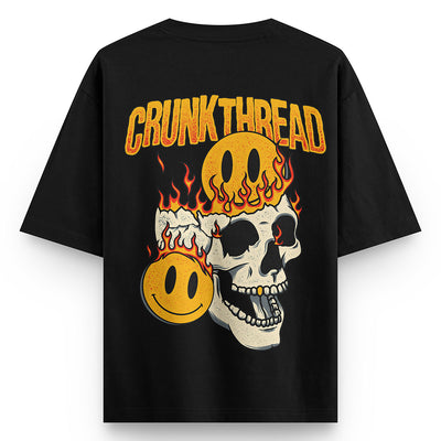 Skull Fire Crunk Thread Oversized T-shirt