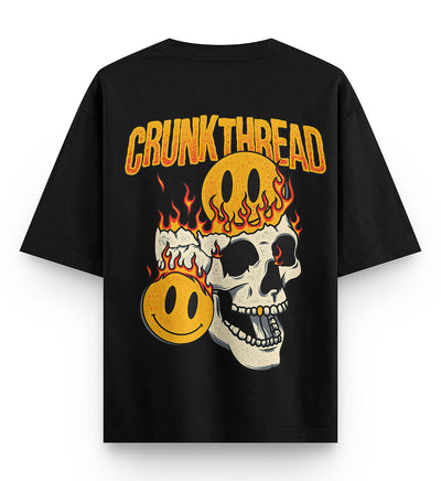 Skull Fire Crunk Thread Oversized T-shirt