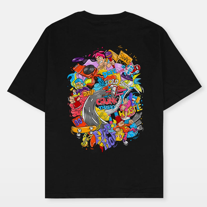 Crunk Thread Doodle Hip Hop Oversized T-shirt