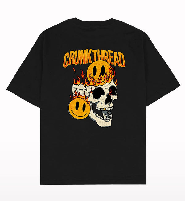 Skull Fire Crunk Thread Oversized T-shirt