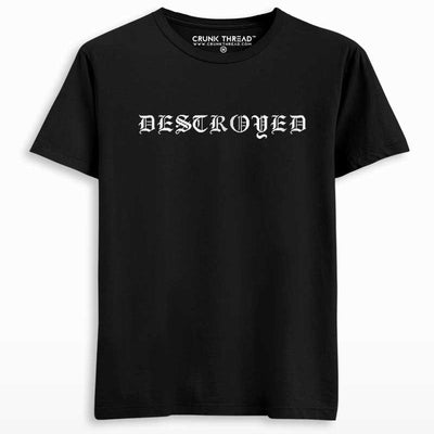Destroyed Calligraphy Front & Back Print T-shirt - Crunk Thread