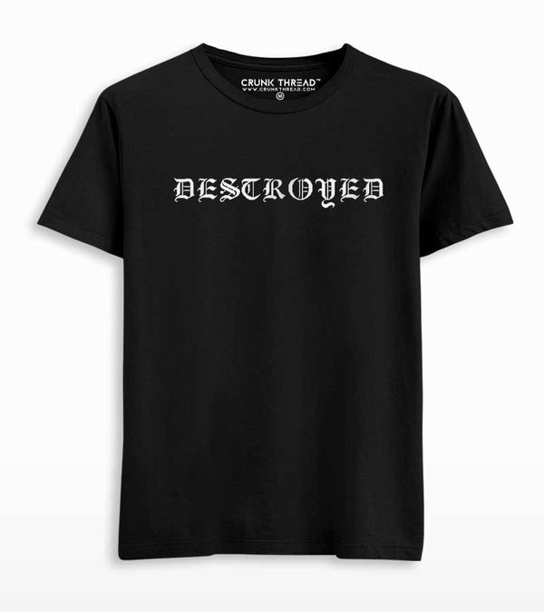 Destroyed Calligraphy Front & Back Print T-shirt