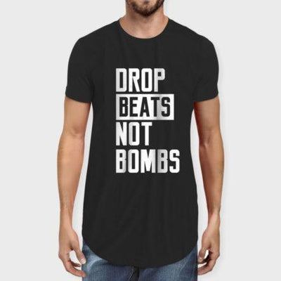Drop Beats Not Bombs Men's Longline T-shirt - Crunk Thread
