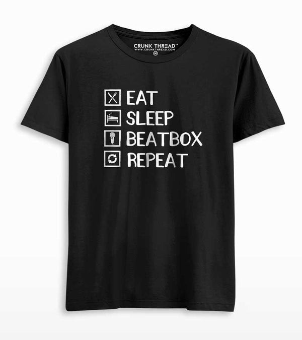 Eat Sleep Beatbox Repeat Printed T-shirt - Crunk Thread