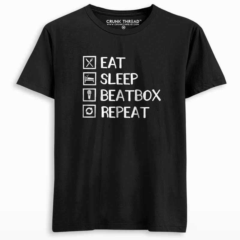 Eat Sleep Beatbox Repeat Printed T-shirt - Crunk Thread