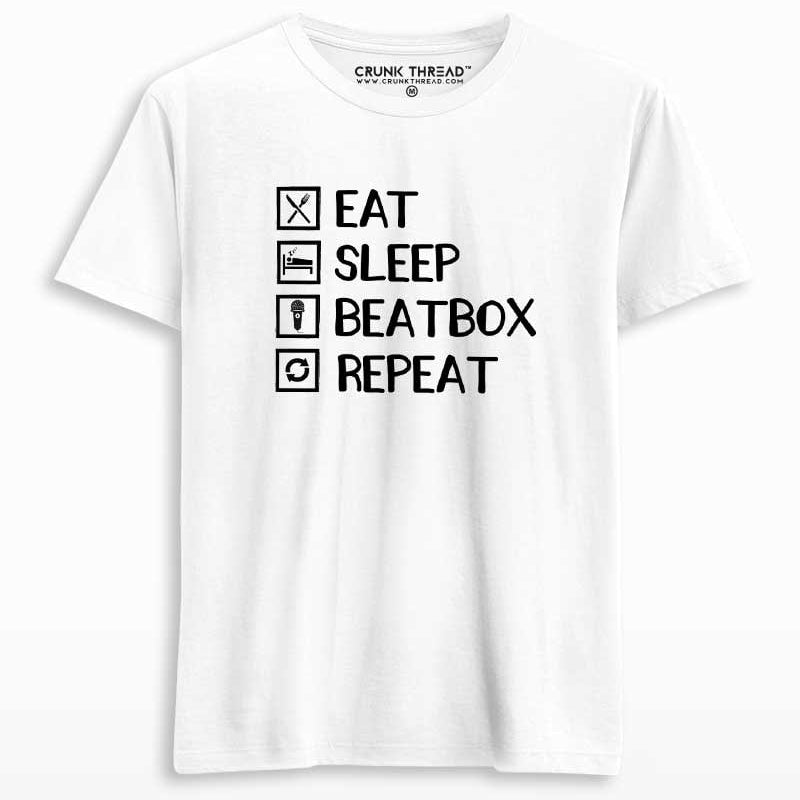 Eat Sleep Beatbox Repeat Printed T-shirt - Crunk Thread