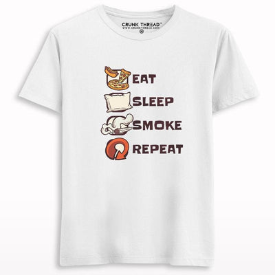Eat sleep smoke repeat graphic T-shirt - Crunk Thread