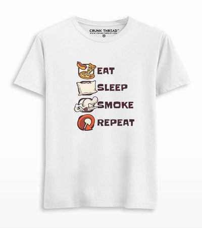 Eat sleep smoke repeat graphic T-shirt - Crunk Thread