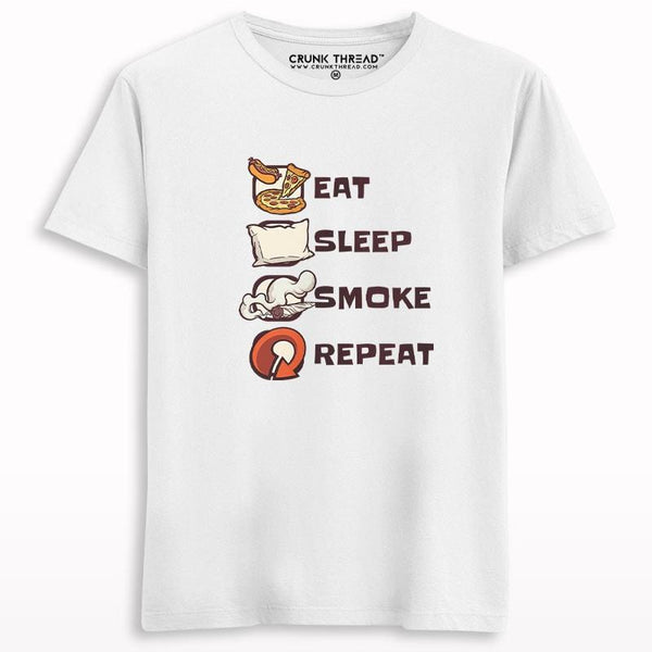 Eat sleep smoke repeat graphic T-shirt - Crunk Thread