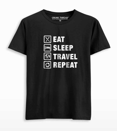 Eat Sleep Travel Repeat Men's Printed T-shirt - Crunk Thread
