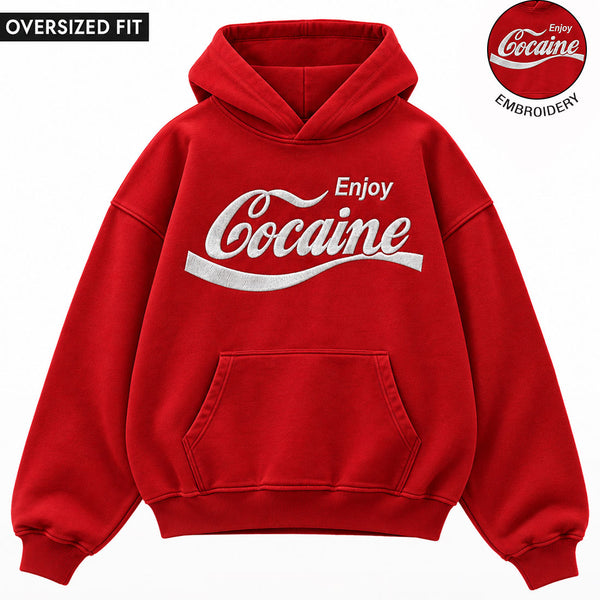Enjoy Cocaine Embroidered Oversized Hoodie