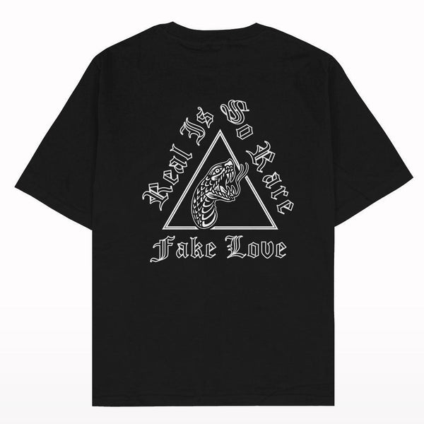 Fake Love Oversized Drop Shoulder T-shirt Front-Back Print T-shirt - Crunk Thread