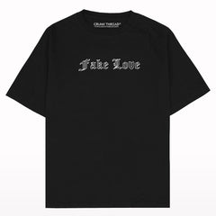 Fake Love Oversized Drop Shoulder T-shirt Front-Back Print T-shirt