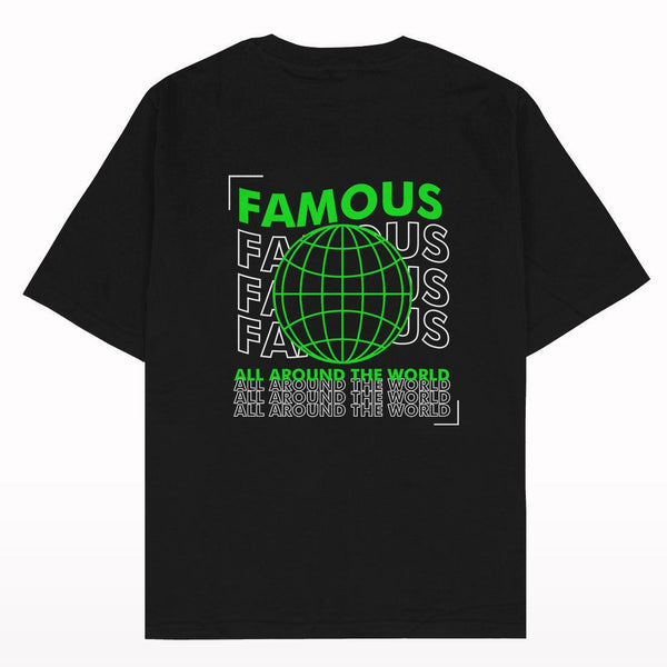 Famous Oversized Drop Shoulder Front-Back Print T-shirt - Crunk Thread