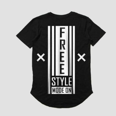 Free Style Mode On Back-Front Printed Men's Longline T-shirt - Crunk Thread