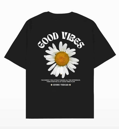 Good Vibes Flower Oversized T-shirt - Crunk Thread