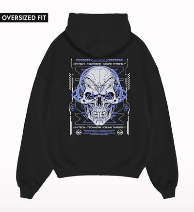 High-Tech Skull Oversized Hoodie - Crunk Thread
