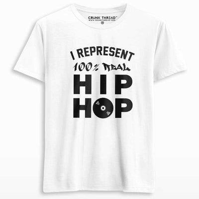 I Represent 100% Real Hip Hop Men's Printed T-shirt - Crunk Thread