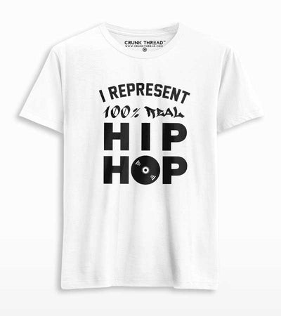 I Represent 100% Real Hip Hop Men's Printed T-shirt - Crunk Thread