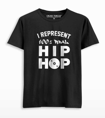 I Represent 100% Real Hip Hop Men's Printed T-shirt - Crunk Thread