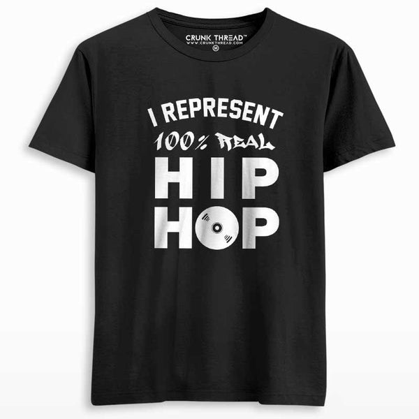 I Represent 100% Real Hip Hop Men's Printed T-shirt - Crunk Thread