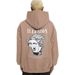 Illusion Graphic Drop Shoulder Relaxed Fit Hoodie