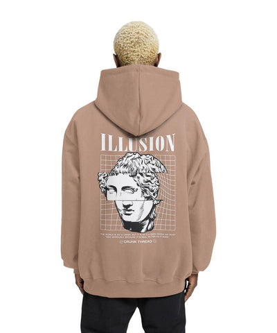 Illusion Graphic Drop Shoulder Relaxed Fit Hoodie - Crunk Thread