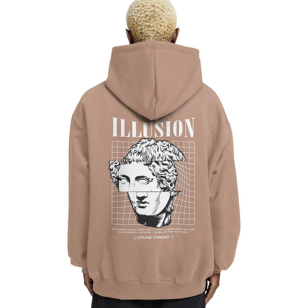 Illusion Graphic Drop Shoulder Relaxed Fit Hoodie - Crunk Thread
