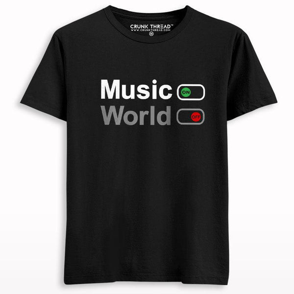 Music on world off T-shirt - Crunk Thread