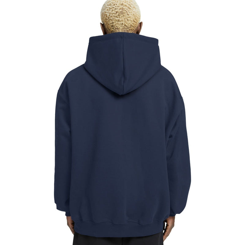 Plain Relaxed Fit Drop Shoulder Navy Blue Hoodie