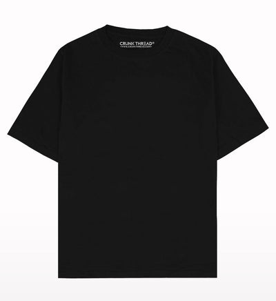 Oversized Drop Shoulder Black Plain T-shirt - Crunk Thread