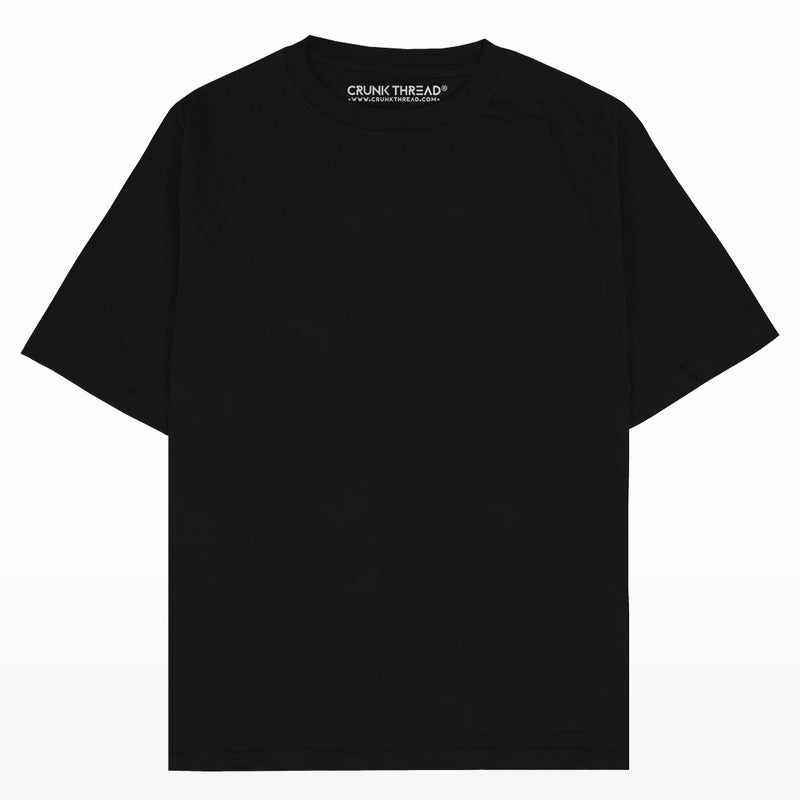 Oversized Drop Shoulder Black Plain T-shirt