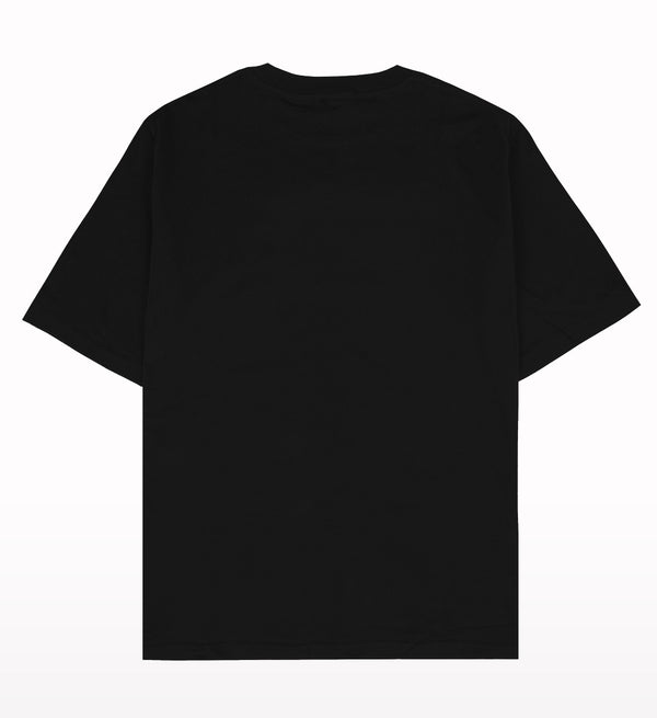 Oversized Drop Shoulder Black Plain T-shirt