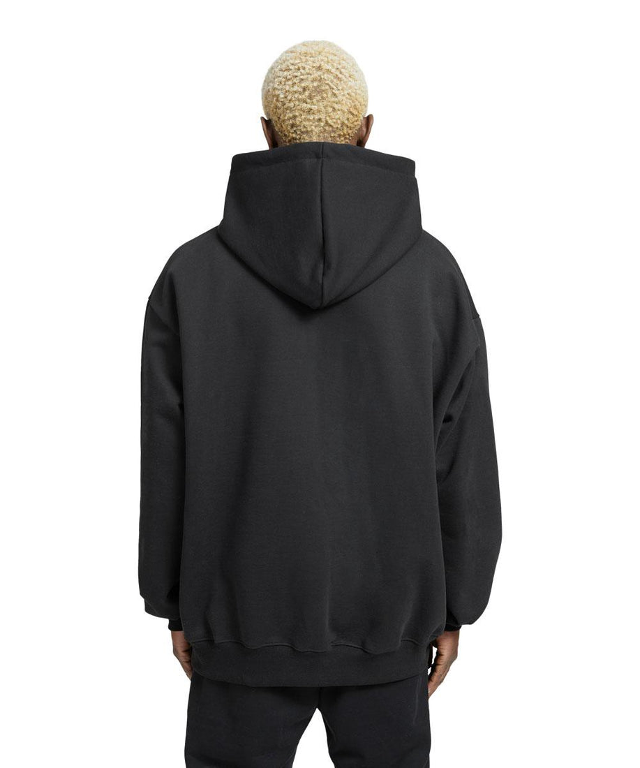 Plain Relaxed Fit Drop Shoulder Black Hoodie - Crunk Thread