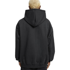 Plain Relaxed Fit Drop Shoulder Black Hoodie