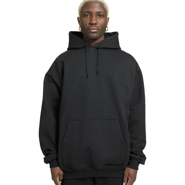 Plain Relaxed Fit Drop Shoulder Black Hoodie - Crunk Thread
