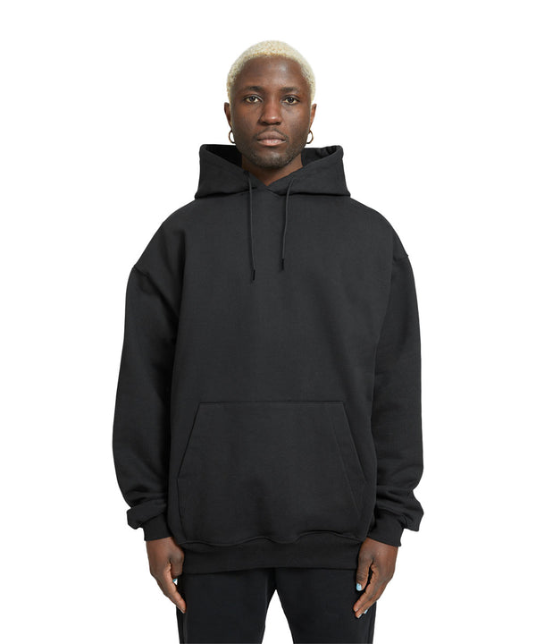 Plain Relaxed Fit Drop Shoulder Black Hoodie