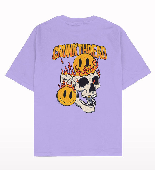 Crunk Thread Skull Fire Lavender T-shirt