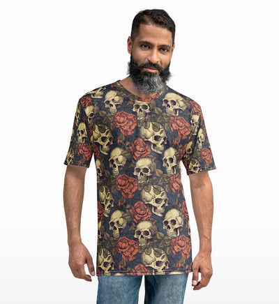 Floral Skull All Over Print T-shirt - Crunk Thread