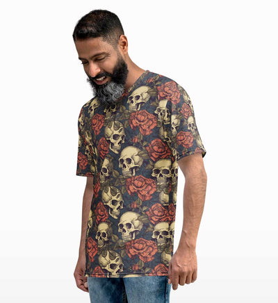 Floral Skull All Over Print T-shirt - Crunk Thread